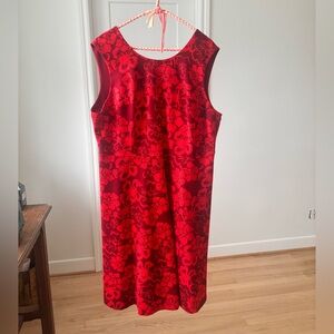 Lands' End Red Floral Midi Dress